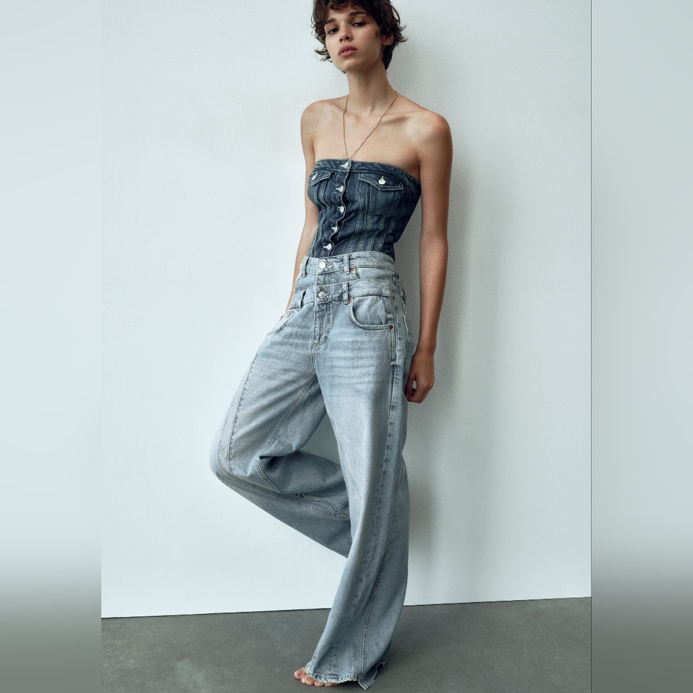 Zara Denim Corset Top size Small